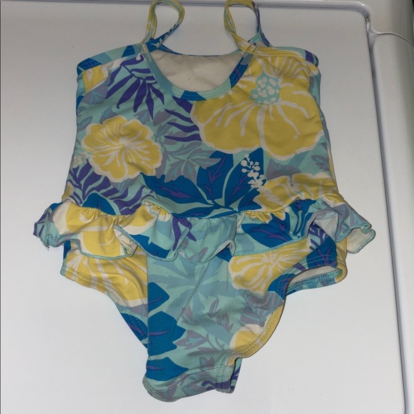 Lilly Pulitzer Girls Vintage Blue and Yellow Swimsuit Size 3T - Picture 3 of 3